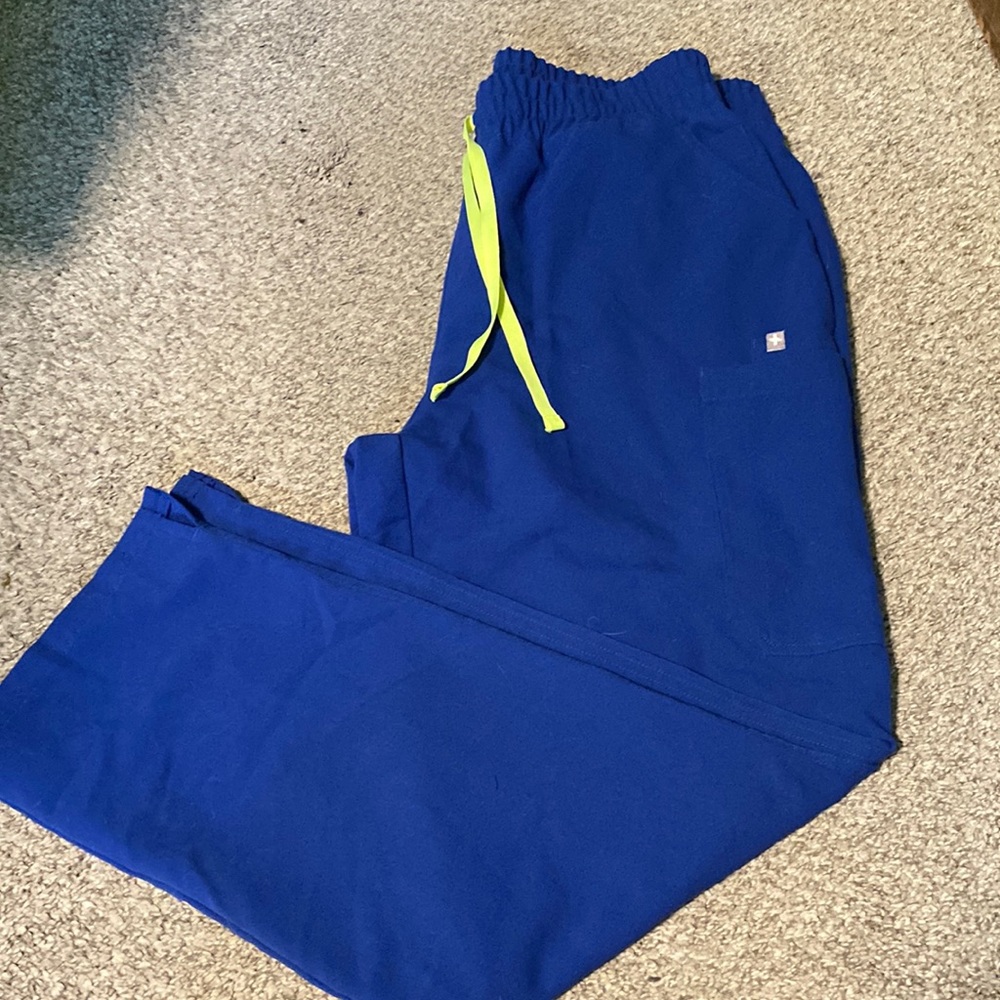Figs Blue Pants with Yellow Drawstring